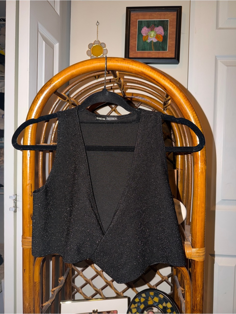 SHEIN Black Sparkle Wrap Top